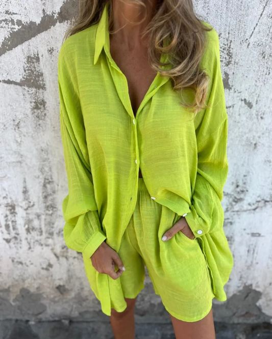 IZELA - CASUAL SHIRT & SHORTS SET