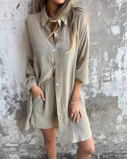 IZELA - CASUAL SHIRT & SHORTS SET