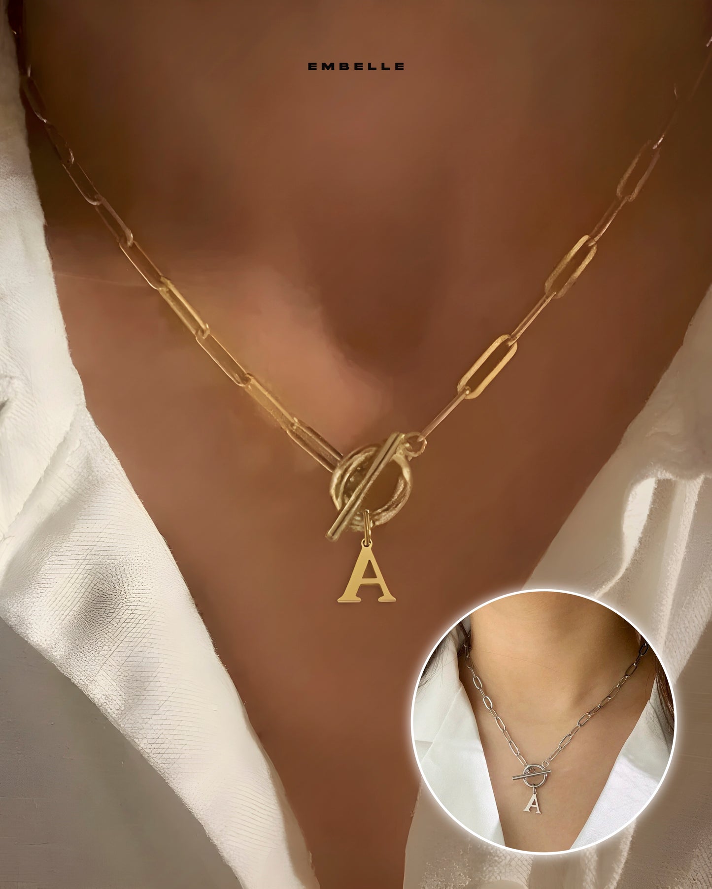 Embelle Initials Ketting  - Luxe Hanger met LoveKnot sluiting